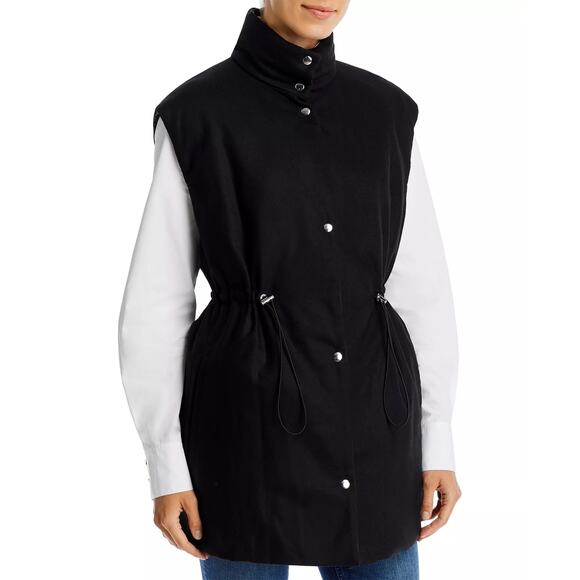 Lafayette 148 New York Black 2 in 1 Reversible Quilted Goose Down Chore Vest - Picture 5 of 7